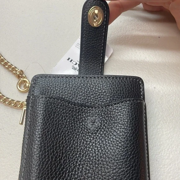 Coach Chain Phone Crossbody in Black - Turnlock broken - Picture 2 of 9
